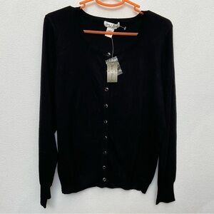 NWT Jess + Erica Black Lightweight Button Front Cardigan Size Large Neutral